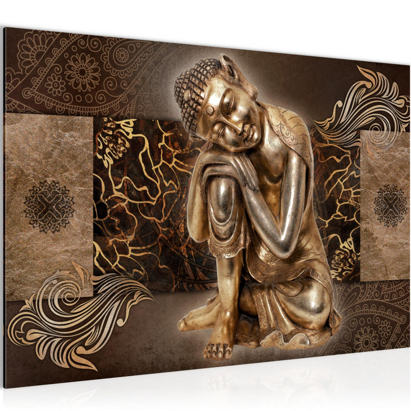 Runa Art Bild Buddha Zen Modern Wandbilder Wohnzimmer Schlafzimmer 1 Teilig - Made In Germany - Feng Shui Braun Flur 041315b