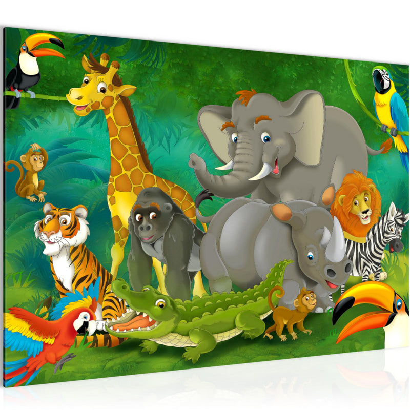 Runa Art Bild Tiere Dschungel Modern Wandbilder Spielzimmer Baby 1 Teilig - Made In Germany - Kinderzimmer Bunt Flur 001815a