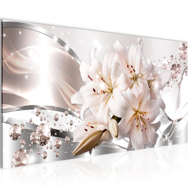 Runa Art Wandbild Blumen Pflanzen 100 x 40 cm Modern Bild auf Vlies Leinwand Weiß Wohnzimmer Schlafzimmer Büro Blumen 021812a