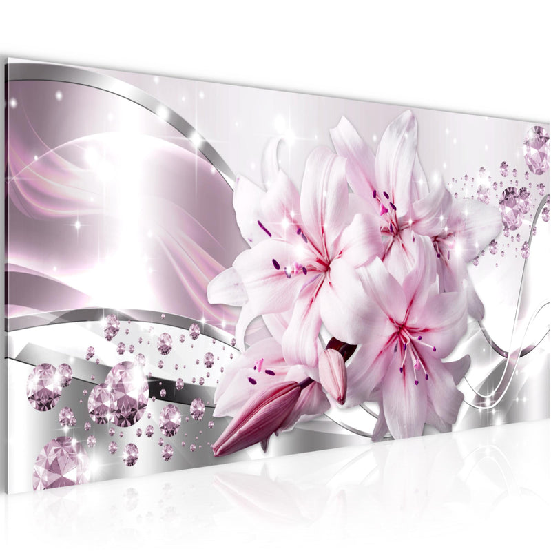 Runa Art Wandbild Blumen Pflanzen 100 x 40 cm Modern Bild auf Vlies Leinwand Rosa Wohnzimmer Schlafzimmer Büro Blumen 021812c