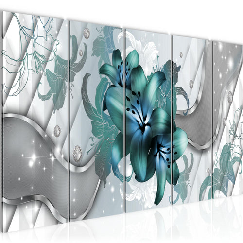 Runa Art Bild Blumen Lilien Wandbilder auf Vlies Leinwand 5 Teilig Wanddekoration Wohnzimmer Schlafzimmer 016556a