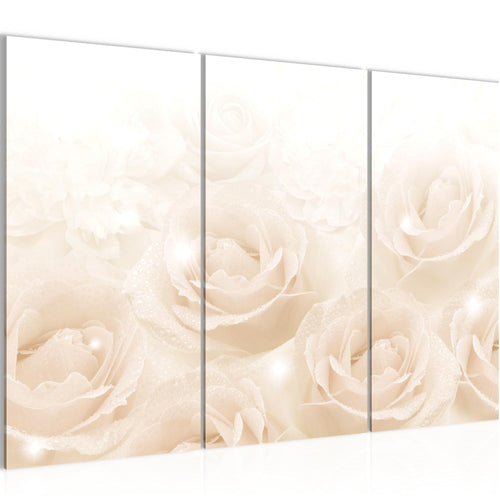 Runa Art Wandbilder Blumen Rosen Bild XXL Wohnzimmer Schlafzimmer Beige Vintage 120 x 80 cm 3 Teilig 017231c