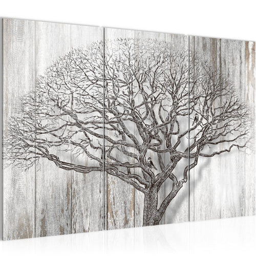Runa Art Wandbilder Baum Abstrakt Bild XXL Wohnzimmer Beige Braun Holzmotiv 120 x 80 cm 3 Teilig 039931a