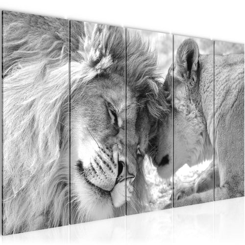 Runa Art Bild Löwen Liebe Wandbilder auf Vlies Leinwand 5 Teilig Wanddekoration Wohnzimmer Schlafzimmer 002156c