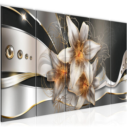 Runa Art Bild Blumen Lilien Wandbilder auf Vlies Leinwand 5 Teilig Wanddekoration Wohnzimmer Schlafzimmer 039656a