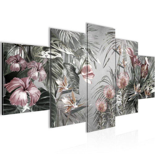 Runa Art Wandbilder Blumen 5 Teilig Bild auf Vlies Leinwand Deko Wohnzimmer Vintage Natur Grau 043352c