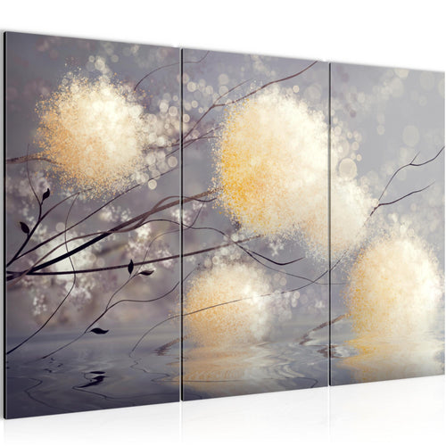 Runa Art Wandbilder Pusteblumen Bild XXL Wohnzimmer Schlafzimmer Grau Beige Abstrakt 120 x 80 cm 3 Teilig 044231a