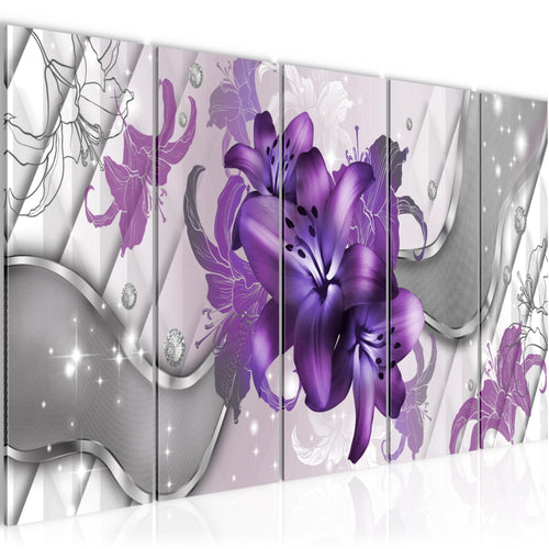 Runa Art Bild Blumen Lilien Wandbilder auf Vlies Leinwand 5 Teilig Wanddekoration Wohnzimmer Schlafzimmer 016556c