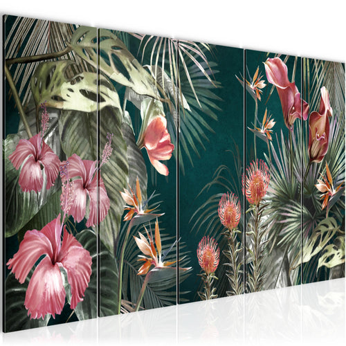 Runa Art Bild Blumen Wandbilder auf Vlies Leinwand 5 Teilig Wanddekoration Wohnzimmer Schlafzimmer 043356a
