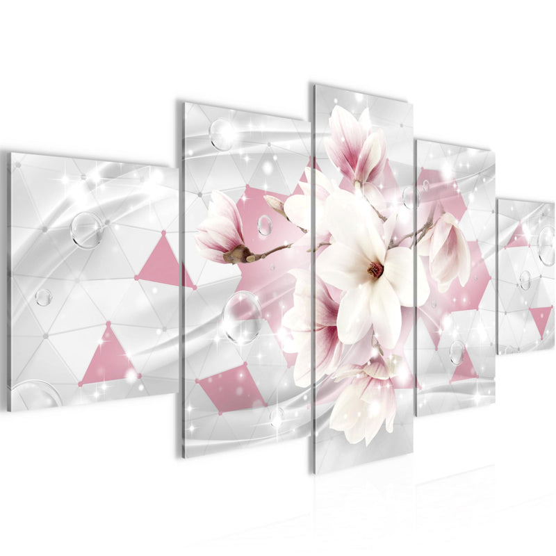 Runa Art - Bilder Blumen Magnolien 200 x 100 cm 5 Teilig XXL Wanddekoration Design Rosa 017051a