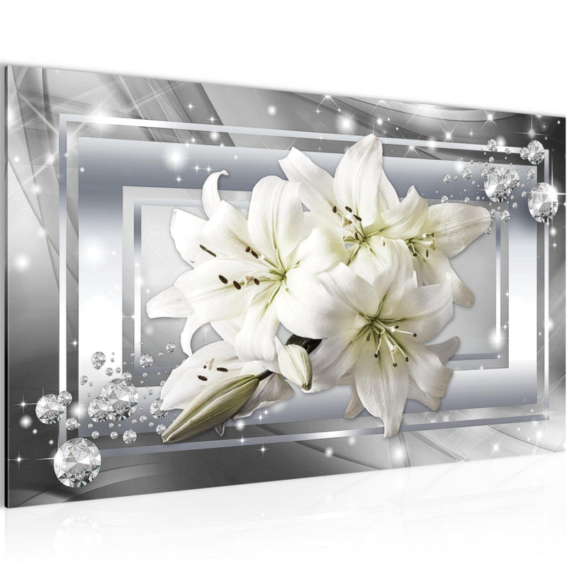 Runa Art Bild Blumen Pflanzen Modern Wandbilder Wohnzimmer Schlafzimmer Büro 1 Teilig - Made in Germany - Weiß Blumen Flur 021714c