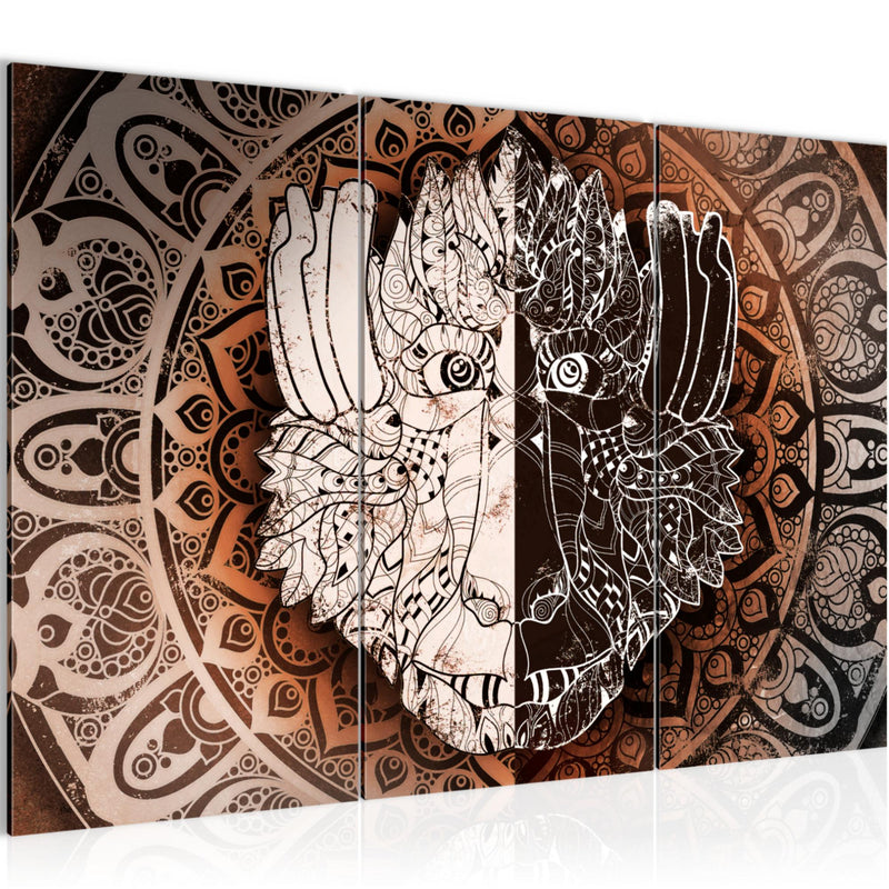 Runa Art Wandbilder Mandala Abstrakt Bild XXL Wohnzimmer Schlafzimmer Beige Braun Kupfer 120 x 80 cm 3 Teilig 040131c