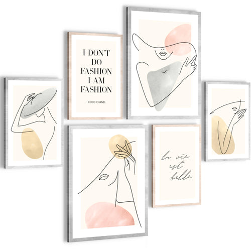 Novart Wandbilder Set Fashion mit Spruch - KEIN EXTRA RAHMEN BENÖTIGT -  Modern Deko  - Wohnzimmer Mädchen Teenager N022063a