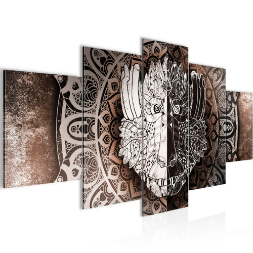 Runa Art Bild Wohnzimmer Schlafzimmer Mandala Abstrakt 5 Teilig Kupfer Beige Braun Wandbilder auf Vlies Leinwand 040153c