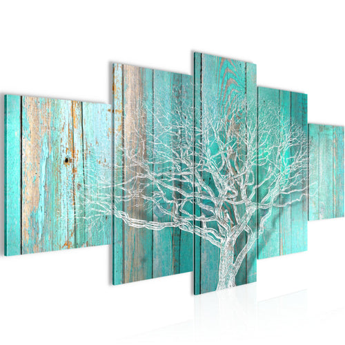 Runa Art Wandbilder Baum Abstrakt 5 Teilig Bild auf Vlies Leinwand Deko Wohnzimmer Holzmotiv Beige Braun 039952a