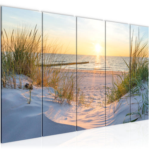 Runa Art Wandbilder XXL Landschaft Wohnzimmer Schlafzimmer Büro 200 x 80 cm Strand 5 Teilig - Made in Germany - 041755a