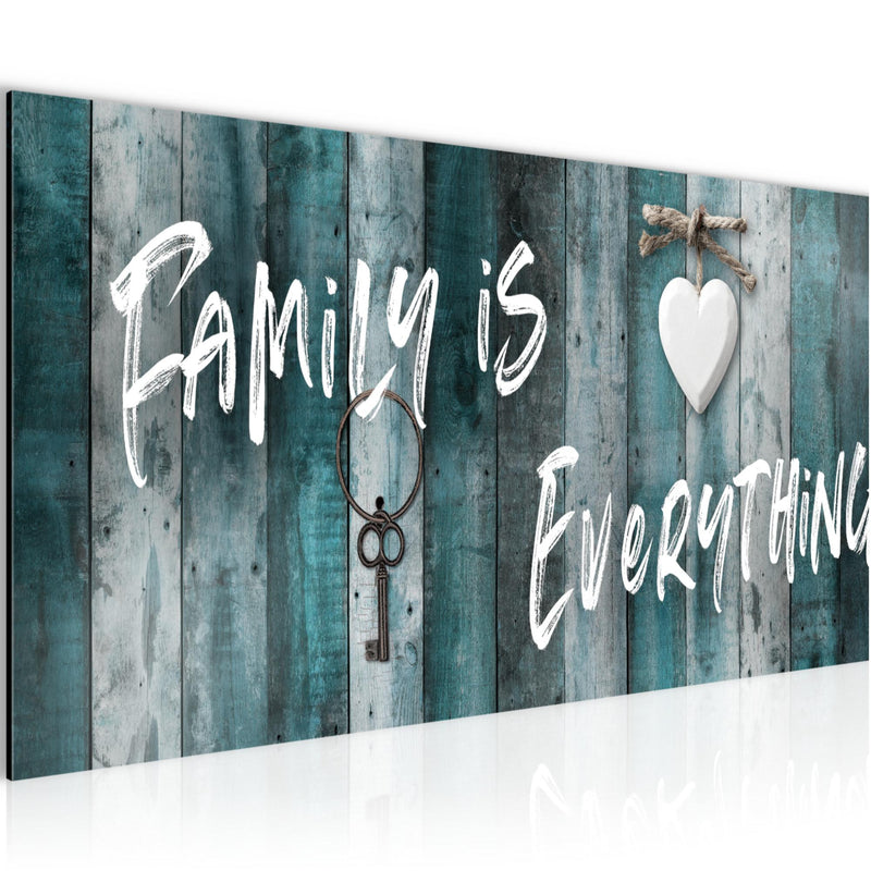 Runa Art Wandbild Home Abstrakt 1 Teilig 100 x 40 cm Modern Bild auf Vlies Leinwand Holzmotiv Schlafzimmer Wohnzimmer Grau Türkis 040212b