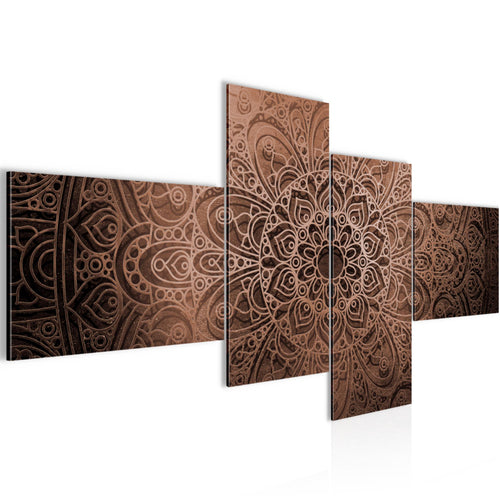 Runa Art Bild XXL 4 Teilig Mandala 200 x 100 cm Kunstdruck auf Vlies Leinwand Wanddeko Wohnzimmer Schlafzimmer 101241c