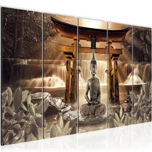 Runa Art Bild Feng Shui Buddha Wandbilder auf Vlies Leinwand 5 Teilig Wanddekoration Wohnzimmer Schlafzimmer 036456b