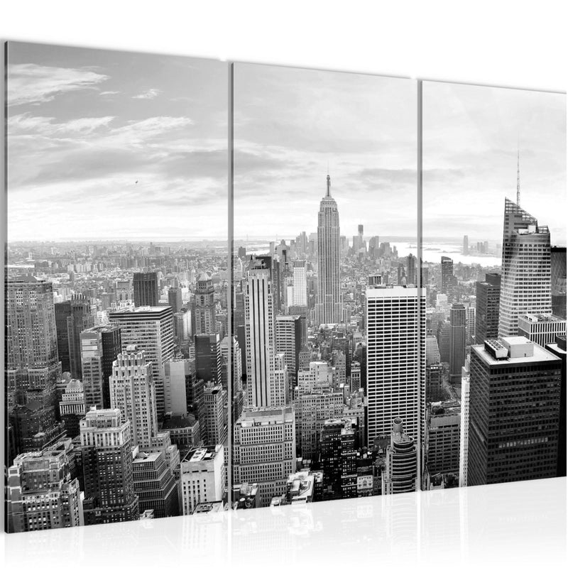 Runa Art Wandbilder New York Bild XXL Wohnzimmer Büro Schwarz Weiss Skyline 120 x 80 cm 3 Teilig 010231c