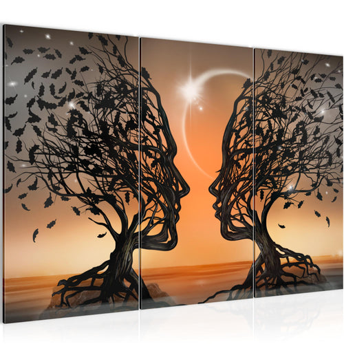 Runa Art Wandbilder Liebespaar Bild XXL Wohnzimmer Schlafzimmer Orange Abstrakt Baum 120 x 80 cm 3 Teilig 044831c