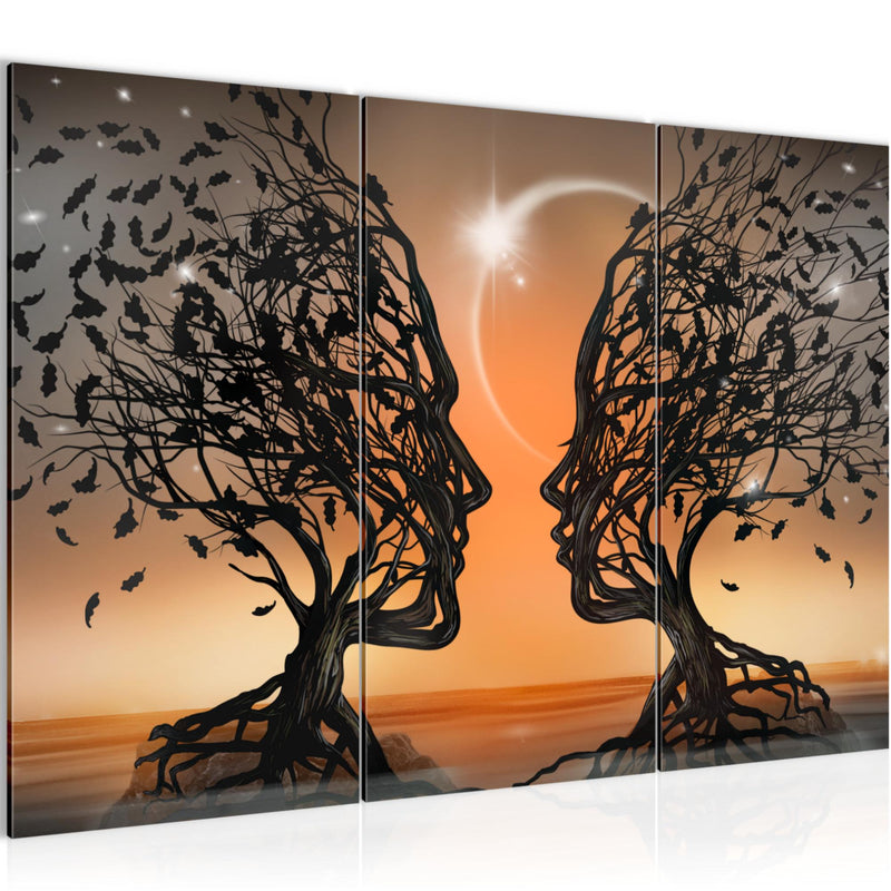 Runa Art Wandbilder Liebespaar Bild XXL Wohnzimmer Schlafzimmer Orange Abstrakt Baum 120 x 80 cm 3 Teilig 044831c