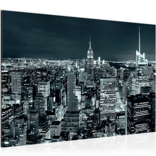 Runa Art Bild New York Skyline Modern Wandbilder Wohnzimmer Büro 1 Teilig - Made In Germany - USA Türkis Blau Flur 036215b