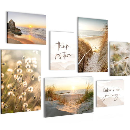 Novart Bilder Landschaft - KOMPLETT AUFHÄNGFERTIG - Strand Wohnzimmer Schlafzimmer Büro - 7 Moderne Mood - Bilder - N034772a