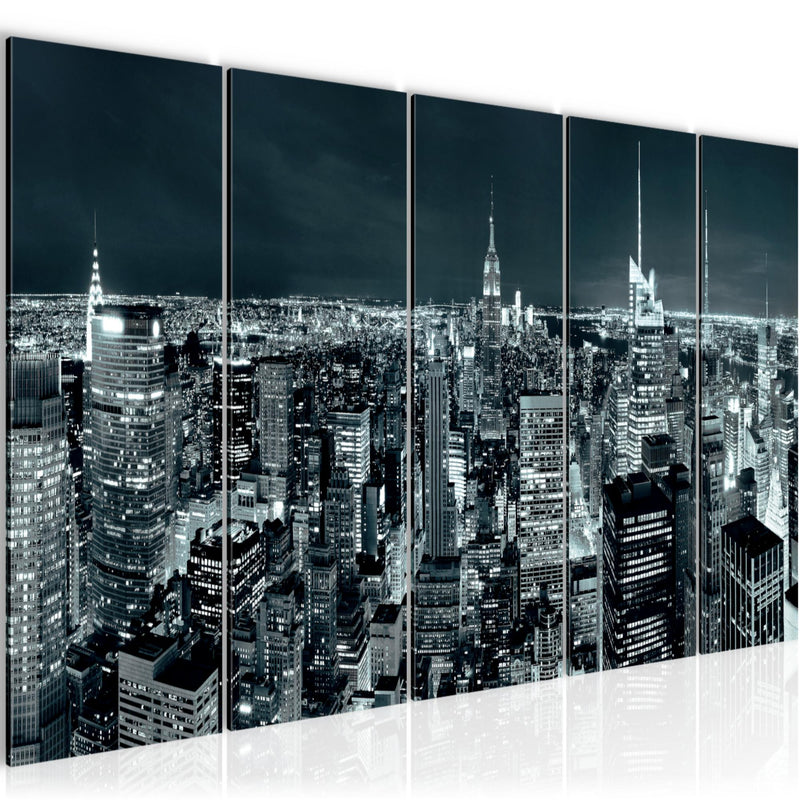 Runa Art Bild New York Skyline Wandbilder auf Vlies Leinwand 5 Teilig Wanddekoration Wohnzimmer Büro 036256b