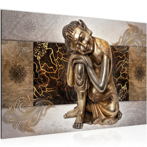 Runa Art Bild Buddha Zen Modern Wandbilder Wohnzimmer Schlafzimmer 1 Teilig - Made In Germany - Feng Shui Beige Flur 041315c