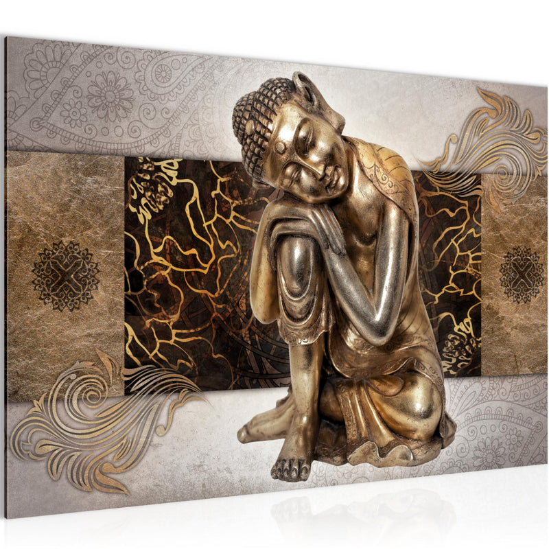 Runa Art Bild Buddha Zen Modern Wandbilder Wohnzimmer Schlafzimmer 1 Teilig - Made In Germany - Feng Shui Beige Flur 041315c
