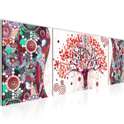 Runa Art Bilder Set 4 Teilig Gustav Klimt Baum des Lebens Wandbilder XXL Wohnzimmer 160 x 50 cm Rosa Modern 004646c