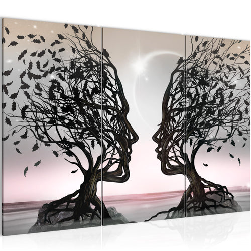 Runa Art Wandbilder Abstrakt Bild XXL Wohnzimmer Schlafzimmer Büro Gesichter Schwarz 120 x 80 cm 3 Teilig 044831b