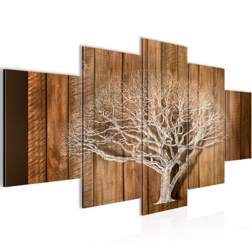 Runa Art - Bilder Baum Abstrakt 200 x 100 cm 5 Teilig XXL Wanddekoration Design Beige Braun 039951a