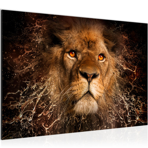 Runa Art Bild Afrika Löwe Modern Wandbilder Wohnzimmer Schlafzimmer 1 Teilig - Made In Germany - Abstrakt Tiere Schwarz Gold Flur 040715a