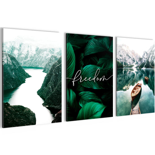 Novart AUFHÄNGFERTIG - Wandbilder Set Landschaft See Berge Grün - Wohnzimmer Bild XXL N020836a