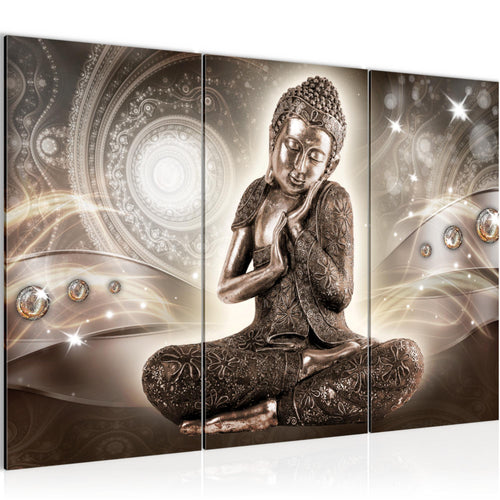 Runa Art Wandbilder Buddha Zen Bild XXL Wohnzimmer Schlafzimmer Braun Feng Shui 120 x 80 cm 3 Teilig 041631a