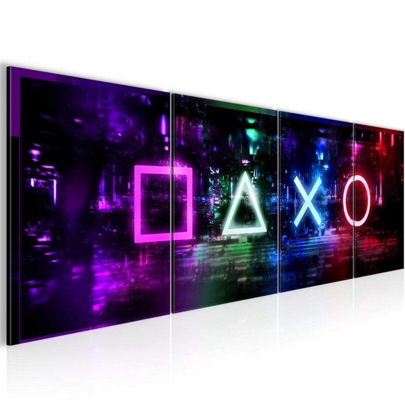 Runa Art Bilder Set 4 Teilig Gamer Wandbilder XXL Kinderzimmer 160 x 50 cm Formen Modern 038846a