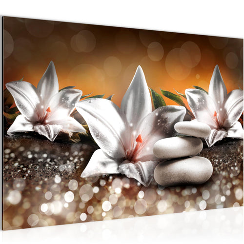 Runa Art Bild Blumen Lilien Modern Wandbilder Wohnzimmer 1 Teilig - Made In Germany - Abstrakt Beige Braun Flur 035815a