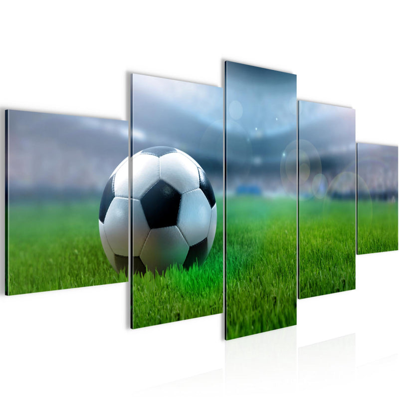 Runa Art - Bilder Fussball 200 x 100 cm 5 Teilig XXL Wanddekoration Design Grau 402451a