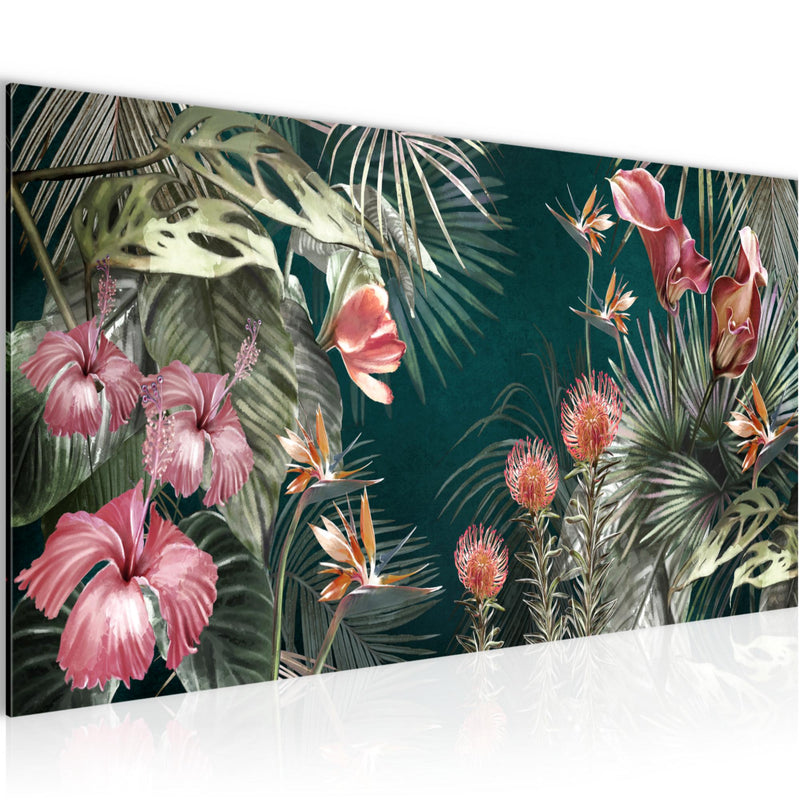Runa Art Wandbild Blumen 100 x 40 cm Modern Bild auf Vlies Leinwand Vintage Natur Wohnzimmer Grün Bunt 043312a