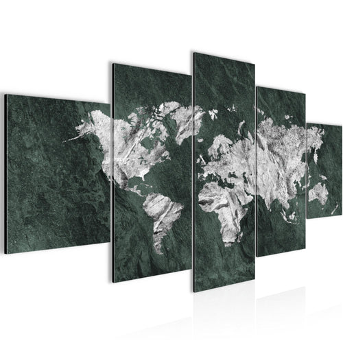 Runa Art - Bilder Weltkarte 200 x 100 cm 5 Teilig XXL Wanddekoration Design Grün 002951c