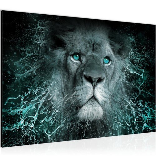 Runa Art Bild Afrika Löwe Modern Wandbilder Wohnzimmer Schlafzimmer 1 Teilig - Made In Germany - Abstrakt Tiere Schwarz Türkis Flur 040715b