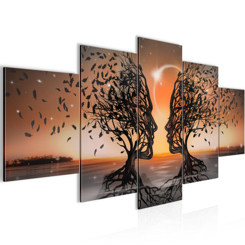 Runa Art - Bilder Abstrakt 200 x 100 cm 5 Teilig XXL Wanddekoration Design Gesichter Orange 044851c