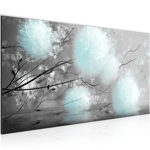 Runa Art Wandbild Pusteblumen 100 x 40 cm Modern Bild auf Vlies Leinwand Abstrakt Wohnzimmer Schlafzimmer Grau Türkis 044212c