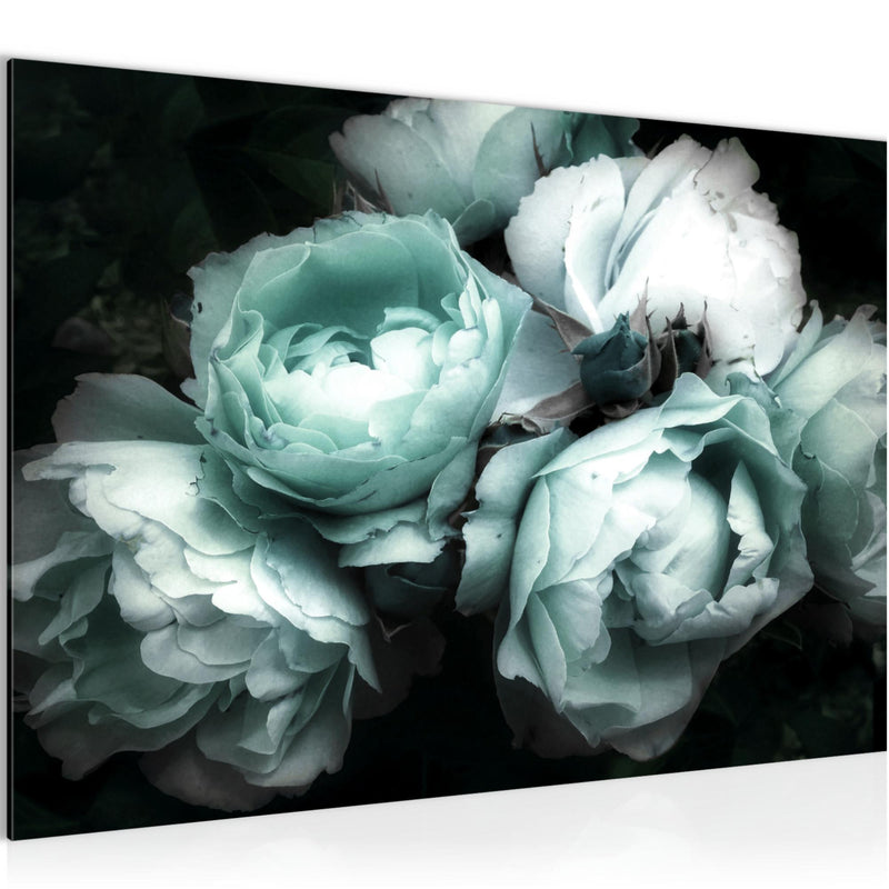 Runa Art Bild Blumen Rosen Modern Wandbilder Wohnzimmer 1 Teilig - Made In Germany - Vintage Schwarz Bunt Flur 039115b
