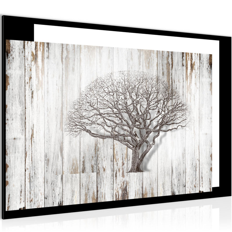 Runa Art Bild Baum Abstrakt Modern Wandbilder Wohnzimmer 1 Teilig - Made In Germany - Holzmotiv Schwarz Weiss Flur 039915b