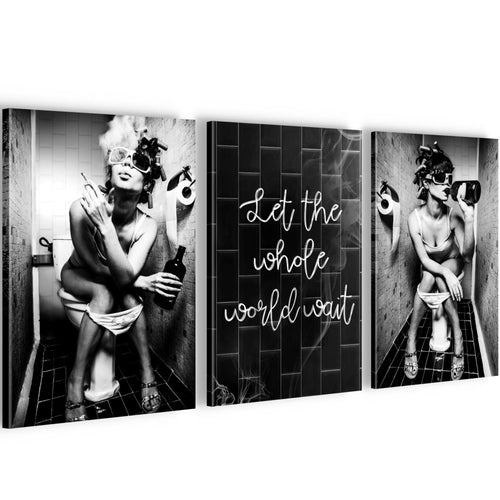 Novart Wandbilder 3 Teilig Wandbilder für 20 x 30 cm - 3 Bilder Schwarz Fashion Frauen Badezimmer N040130a