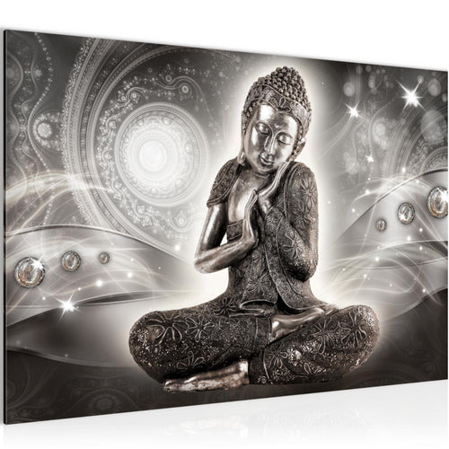 Runa Art Bild Buddha Zen Modern Wandbilder Wohnzimmer Schlafzimmer 1 Teilig - Made In Germany - Feng Shui Grau Flur 041615b