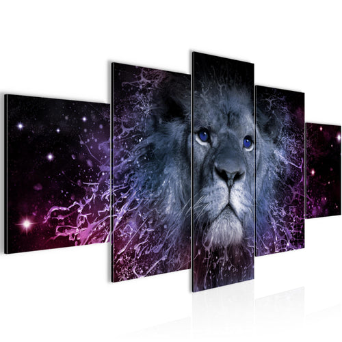 Runa Art Wandbilder Sternzeichen Löwe 5 Teilig Bild auf Vlies Leinwand Deko Wohnzimmer Schlafzimmer Abstrakt Tiere Lila 040752c
